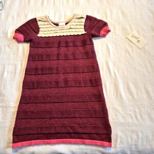 Hanna Andersson girls size 130 or 8 short sleeve sweater dress metallic maroon